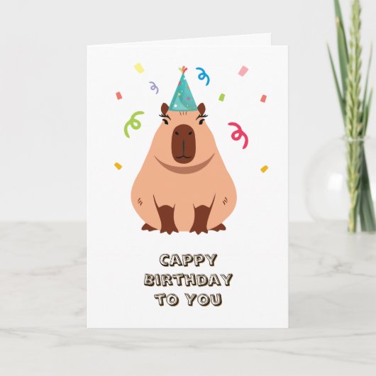 Verjaardagskaart met cute capybara kaart (Voorkant)