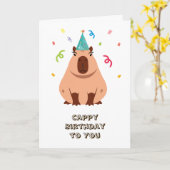 Verjaardagskaart met cute capybara kaart (Gele Bloem)