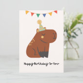 Verjaardagskaart met Cute Capybara Knuffel Dierenk Kaart (Staand voorkant)