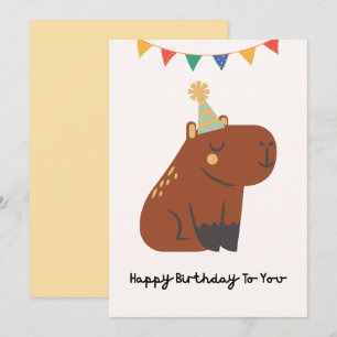 Verjaardagskaart met Cute Capybara Knuffel Dierenk Kaart