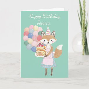 Verjaardagskaart met Cute Fox Kaart