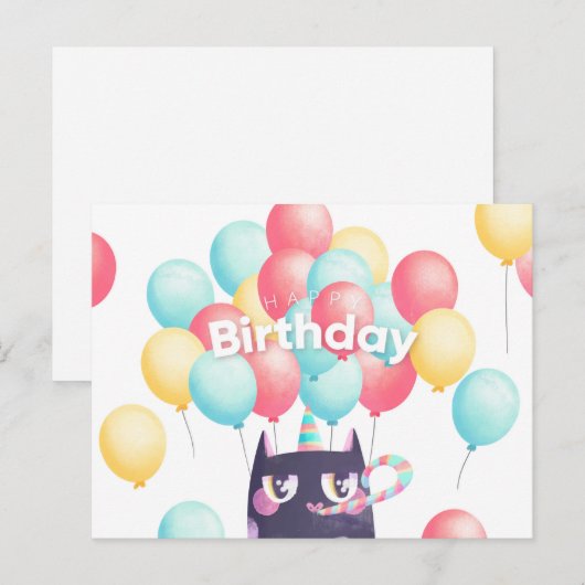 Verjaardagskaart met cute kat briefkaart (Voorkant / Achterkant)