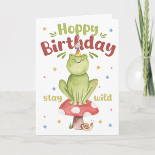 Verjaardagskaart met cute kikker Hoppy Verjaardag Kaart