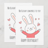 verjaardagskaart met cute konijn  kaart (Voorkant / Achterkant)