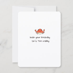 Verjaardagskaart met cute krab feestdagenkaart