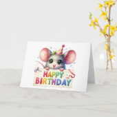 Verjaardagskaart met Cute Mouse Kaart (Gele Bloem)