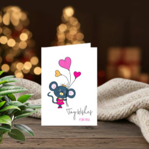 Verjaardagskaart met Cute Muis voor Meisje Feestdagen Kaart