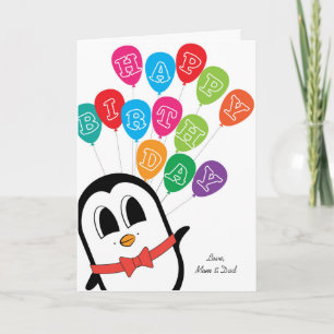 Verjaardagskaart met cute pinguïn kaart