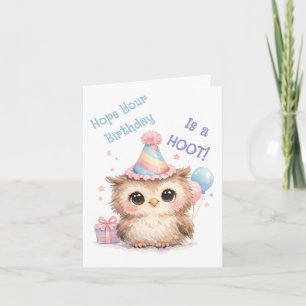 Verjaardagskaart met Cute Uil - Leuke Hoot Viering Kaart