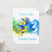 Verjaardagskaart met cute vissen kaart (Voorkant / Achterkant in situ)