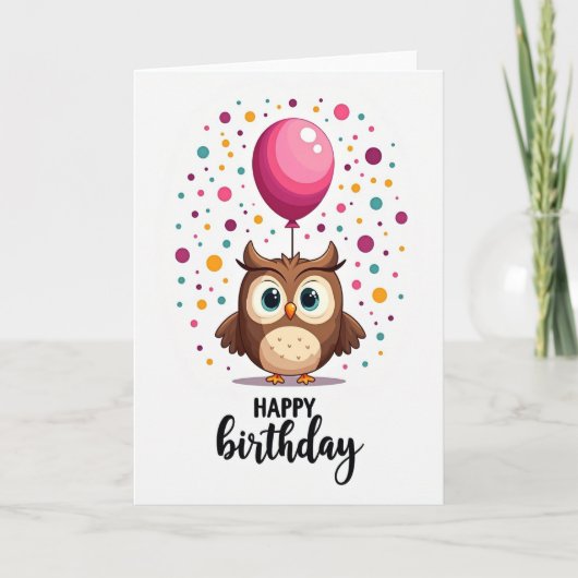 Verjaardagskaart met Cute Vogel Kaart (Voorkant)