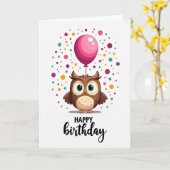Verjaardagskaart met Cute Vogel Kaart (Gele Bloem)