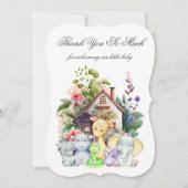 Verjaardagskaart met dank voor de baby shower met  kaart (Voorkant)