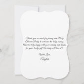 Verjaardagskaart met dank voor de baby shower met  kaart (Achterkant)