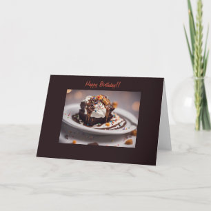 Verjaardagskaart met decadine chocolade fudge brow kaart