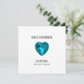 Verjaardagskaart met december turkoois en naam kaart (Staand voorkant)