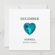 Verjaardagskaart met december turkoois en naam