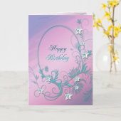 Verjaardagskaart met diamanten sterren kaart (Gele Bloem)