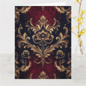 Verjaardagskaart met dieprood goud kaart (Gele Bloem)