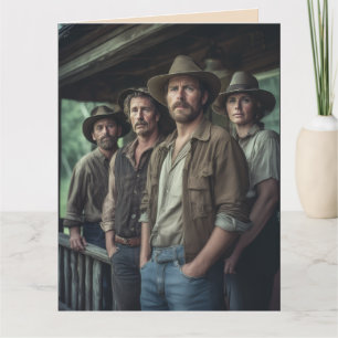 VERJAARDAGSKAART MET DOLLE HILLBILLY'S KAART