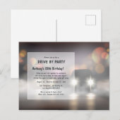Verjaardagskaart met drive-by-feest 's nachts briefkaart (Voorkant / Achterkant)