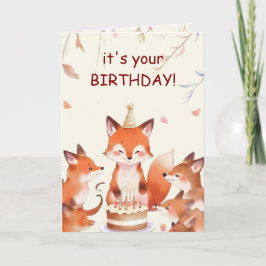 Verjaardagskaart met een Cute Fox voor Kinderen Kaart