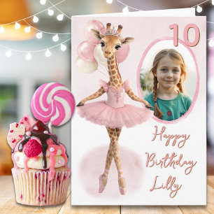 Verjaardagskaart met één foto van een giraffe in e kaart