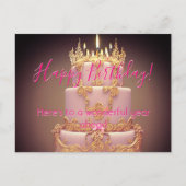 Verjaardagskaart met een leuke roze cake briefkaart (Voorkant)