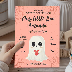Verjaardagskaart met een lieve Halloween-geest Kaart