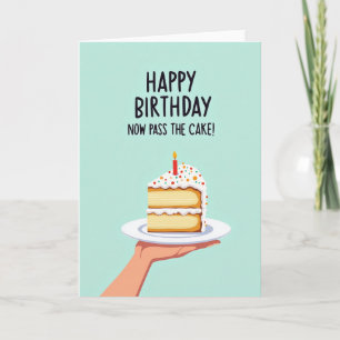 Verjaardagskaart met een plak cake kaart