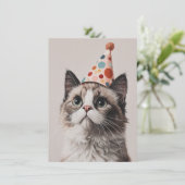 Verjaardagskaart met een schattige kat (Staand voorkant)