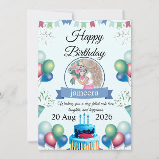 Verjaardagskaart met eigen naam en bloemen kaart