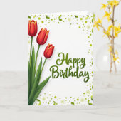 Verjaardagskaart met Emerald Script Kaart (Gele Bloem)