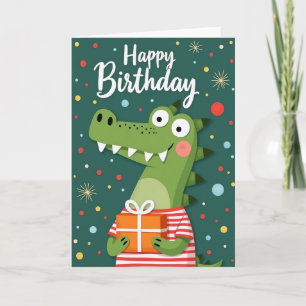 Verjaardagskaart met fantasievol cadeau kaart