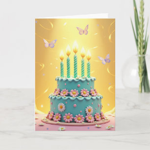 Verjaardagskaart met Fantasievolle Cake Kaart