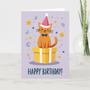 Verjaardagskaart met fantasievolle kat cadeau kaart
