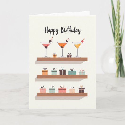 Verjaardagskaart met feestcocktail kaart (Voorkant)