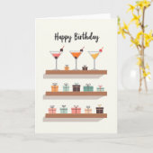 Verjaardagskaart met feestcocktail kaart (Gele Bloem)
