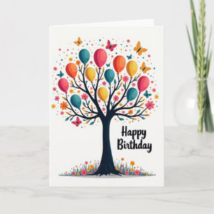 Verjaardagskaart met feestelijke boom kaart