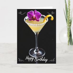 Verjaardagskaart met feestelijke cocktail kaart