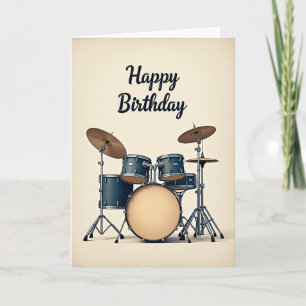 Verjaardagskaart met feestelijke turquoise drums kaart