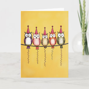 Verjaardagskaart met Feestelijke Vogels Kaart