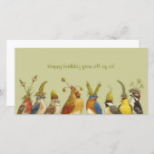 Verjaardagskaart met feestvierende vogels van ons  (Voorkant / Achterkant)