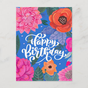 Verjaardagskaart met fel bloemmotief briefkaart