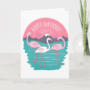 Verjaardagskaart met Flamingo's Letterpress Kaart