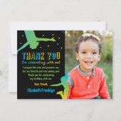 Verjaardagskaart met foto bedankt voor trampoline  (Voorkant)