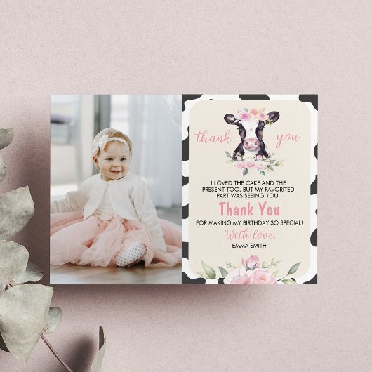 Verjaardagskaart met foto boerderij koeien bedankk bedankkaart