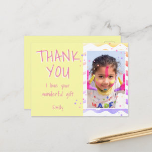 Verjaardagskaart met foto van gele kinderen Bedank Briefkaart