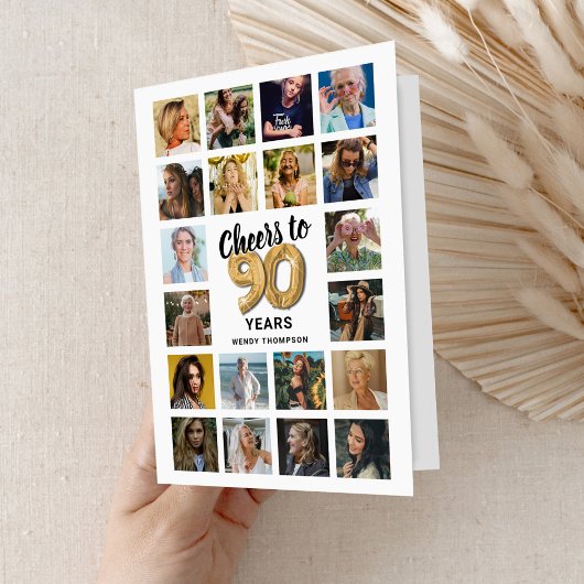 Verjaardagskaart met fotocollage voor 90ste verjaa
