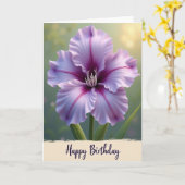 Verjaardagskaart met Fuchsia Bloemblad Kaart (Gele Bloem)